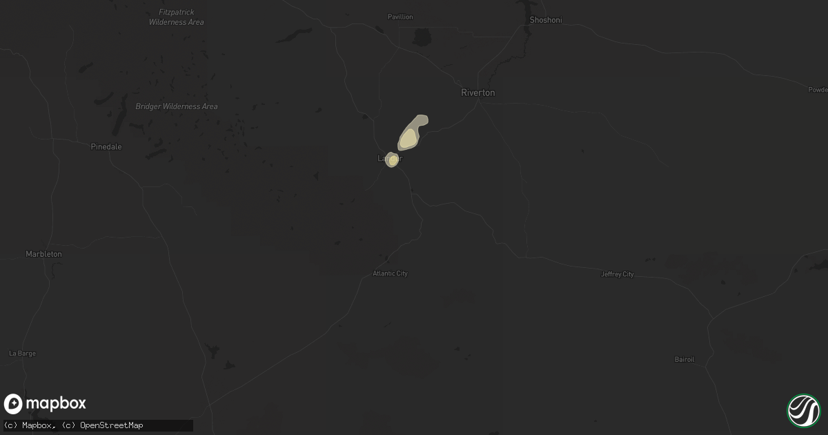 Hail map in Lander, WY on June 26, 2014