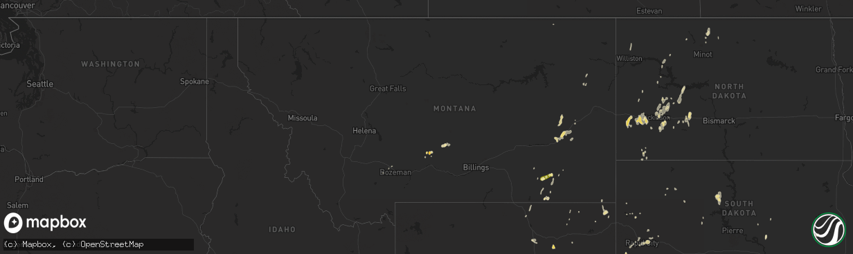 Hail map in Montana on June 26, 2014