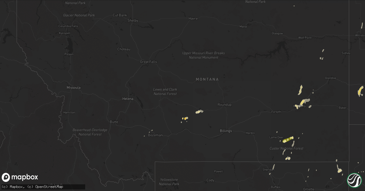 Hail map in Montana on June 26, 2014