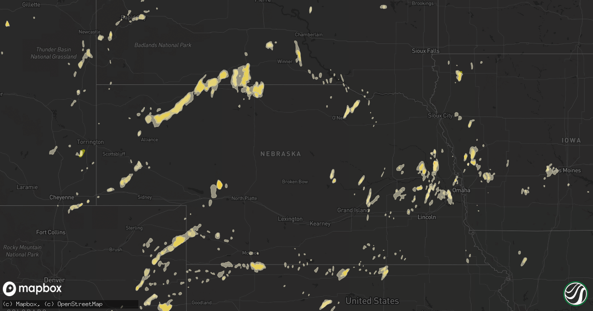 Hail map in Nebraska on June 26, 2014