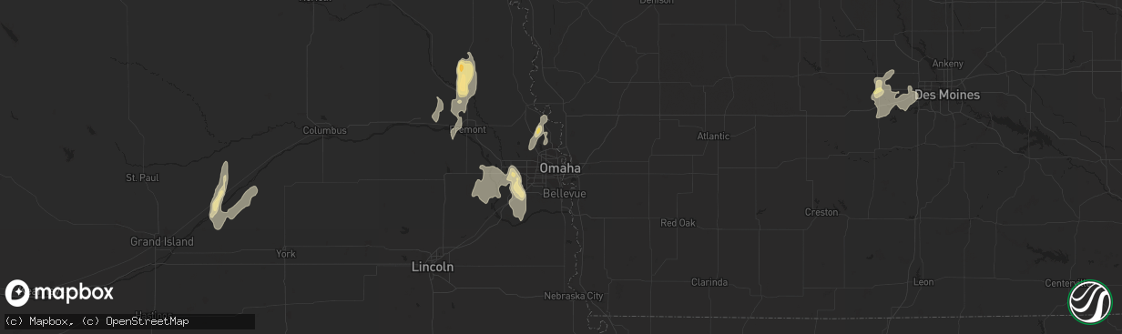 Hail map in Omaha, NE on June 26, 2014