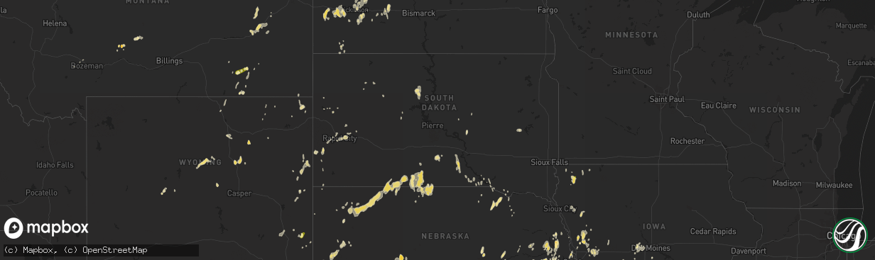 Hail map in South Dakota on June 26, 2014