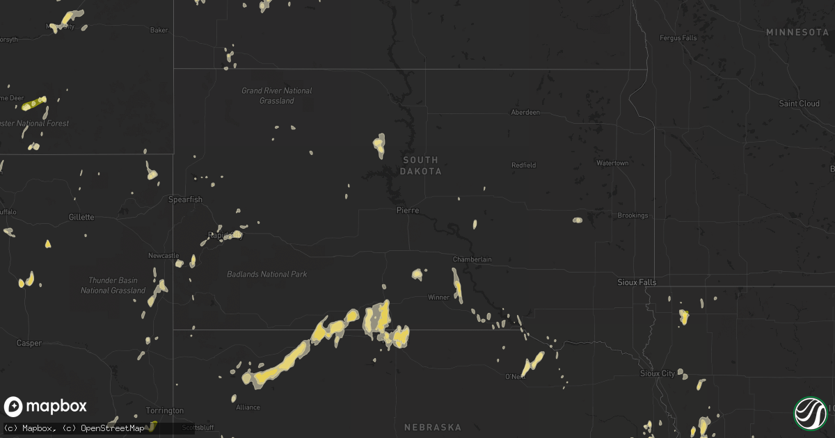 Hail map in South Dakota on June 26, 2014