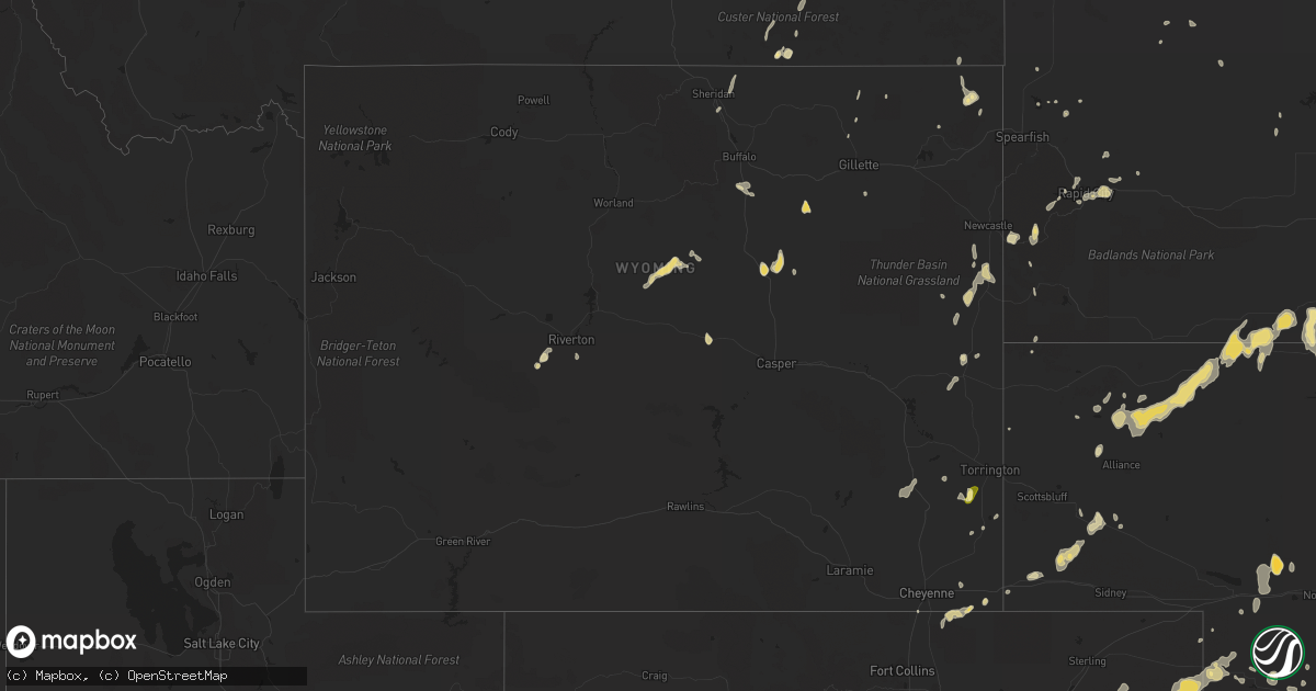 Hail map in Wyoming on June 26, 2014