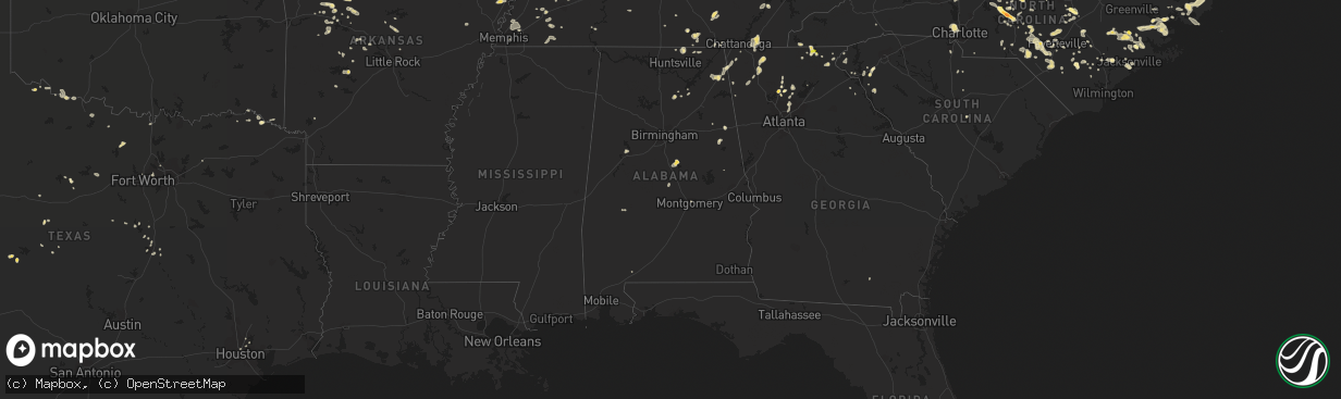 Hail map in Alabama on June 26, 2015