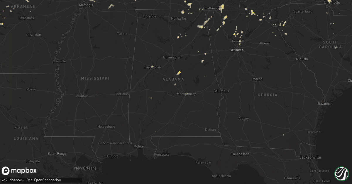 Hail map in Alabama on June 26, 2015