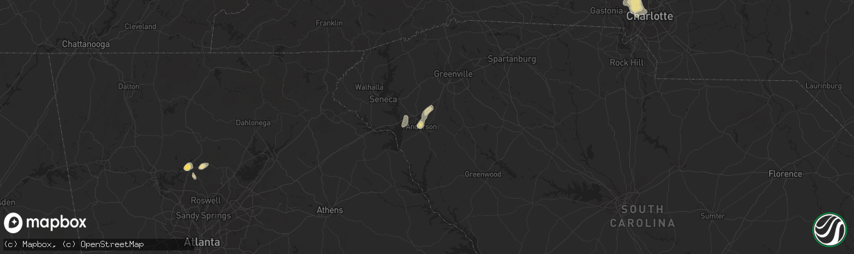 Hail map in Anderson, SC on June 26, 2015