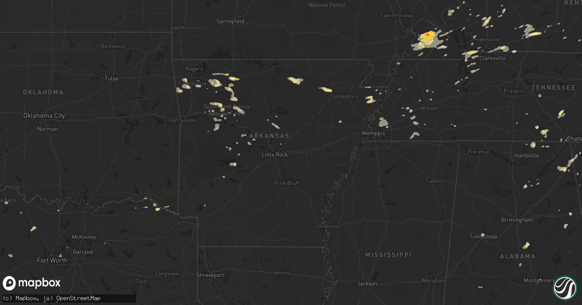 Hail map in Arkansas on June 26, 2015