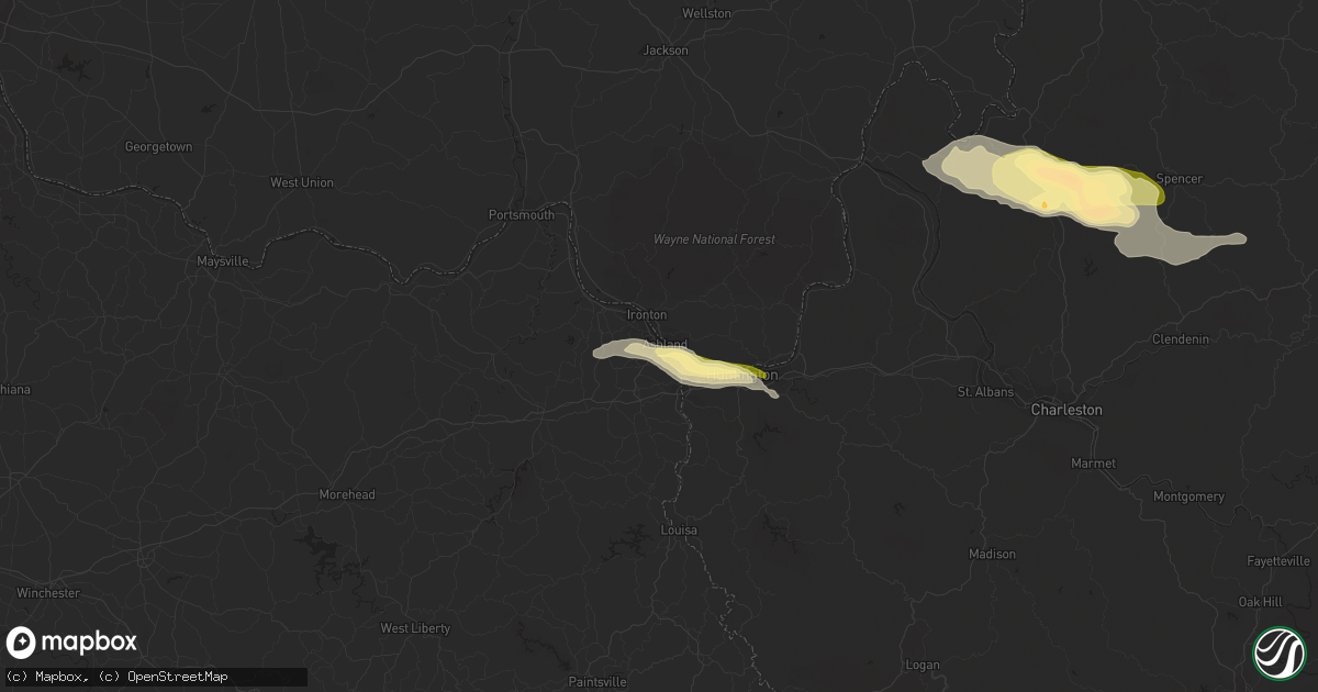 Hail map in Ashland, KY on June 26, 2015