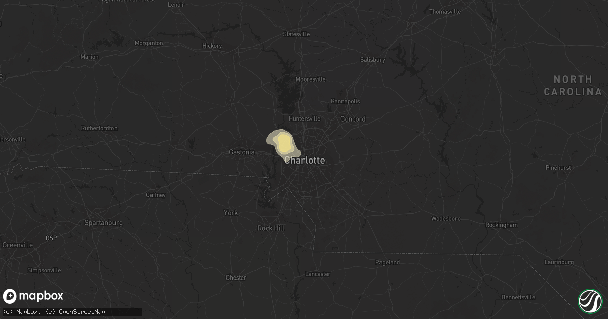 Hail map in Charlotte, NC on June 26, 2015