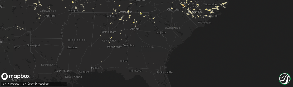 Hail map in Georgia on June 26, 2015