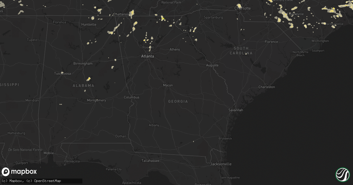 Hail map in Georgia on June 26, 2015