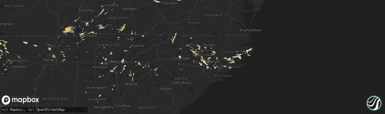 Hail map in North Carolina on June 26, 2015