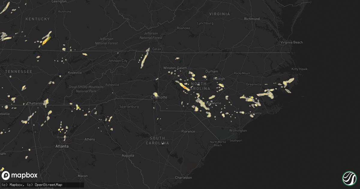 Hail map in North Carolina on June 26, 2015