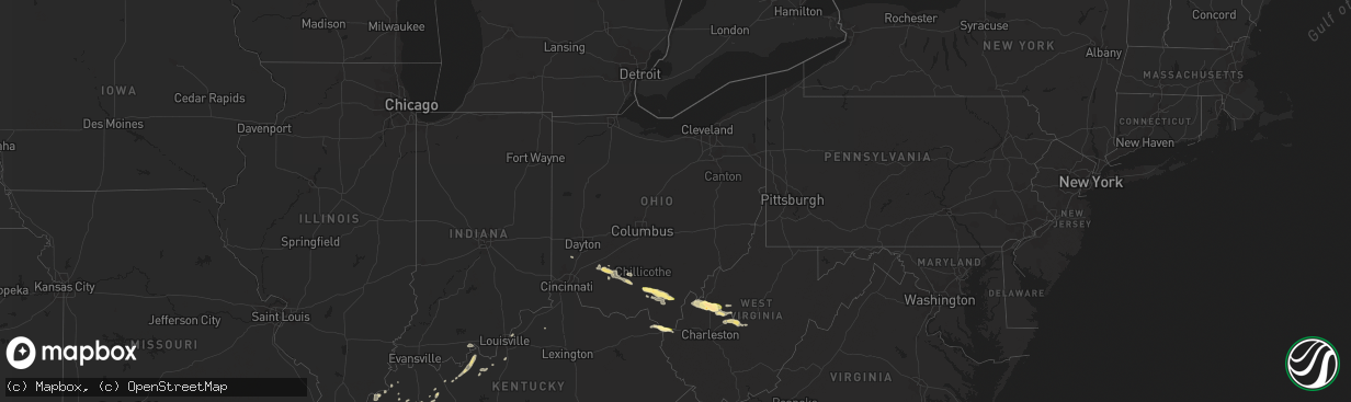 Hail map in Ohio on June 26, 2015