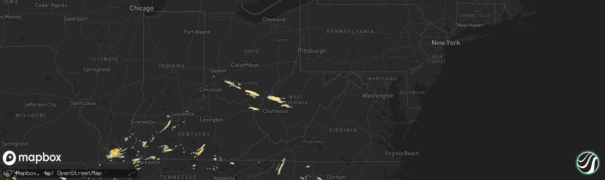 Hail map in West Virginia on June 26, 2015