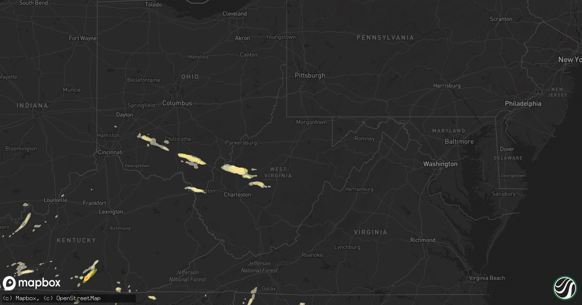 Hail map in West Virginia on June 26, 2015