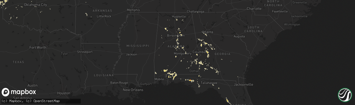 Hail map in Alabama on June 26, 2016