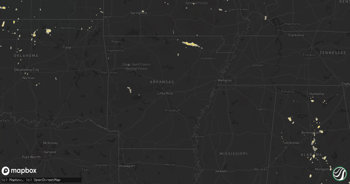 Hail map in Arkansas on June 26, 2016