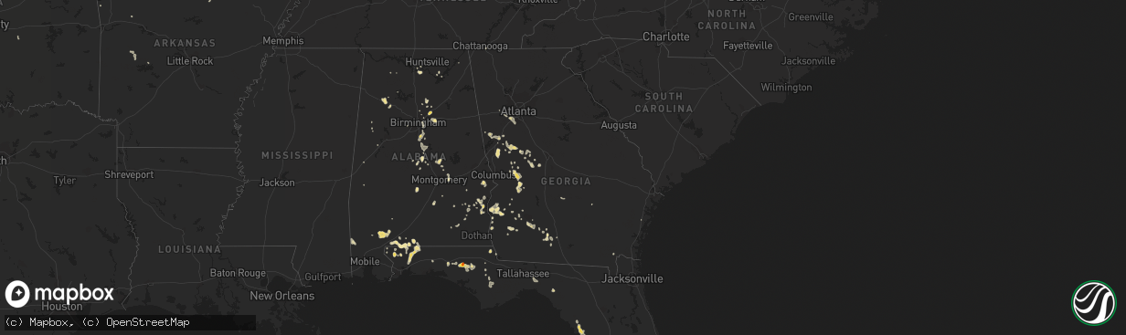 Hail map in Georgia on June 26, 2016