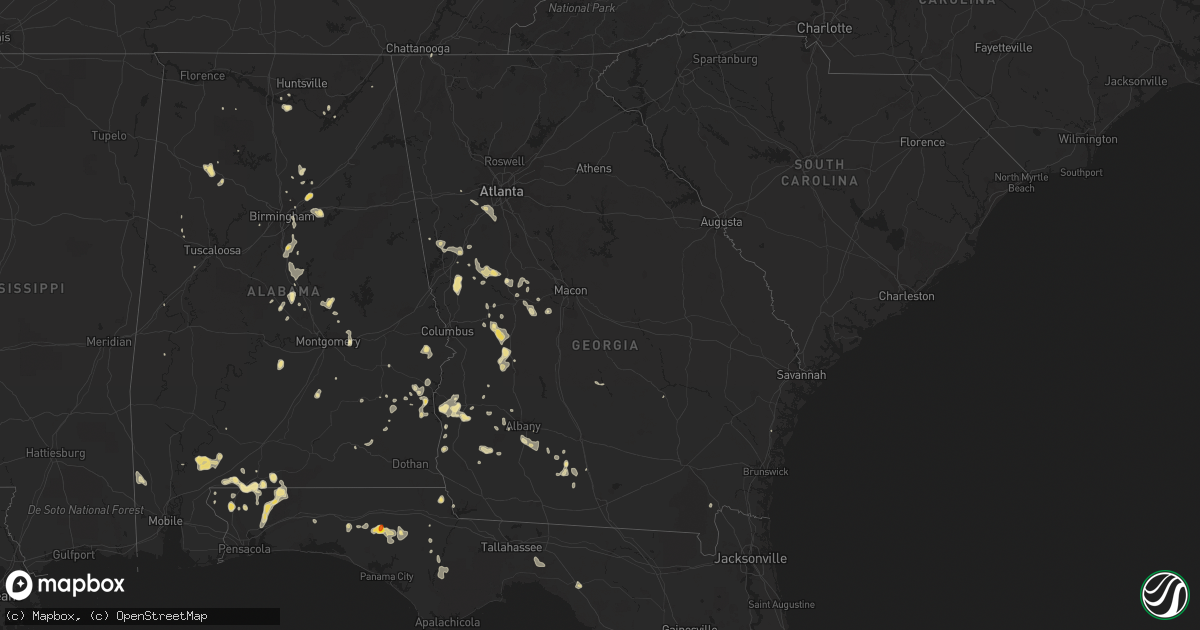 Hail map in Georgia on June 26, 2016