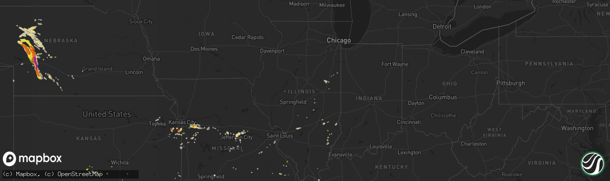 Hail map in Illinois on June 26, 2016