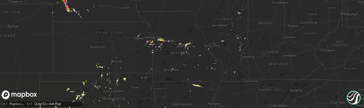 Hail map in Missouri on June 26, 2016