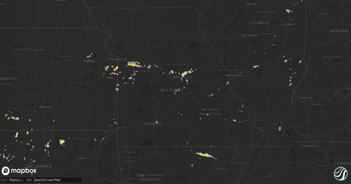 Hail map in Missouri on June 26, 2016