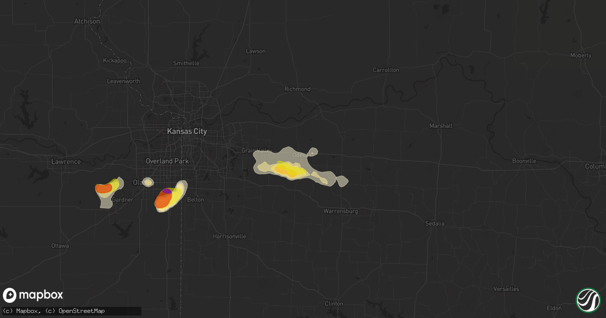 Hail map in Odessa, MO on June 26, 2016