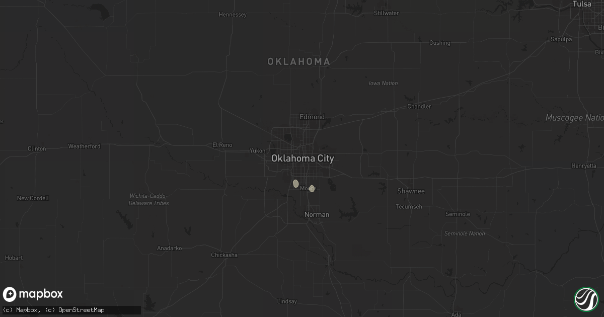 Hail map in Oklahoma City, OK on June 26, 2016