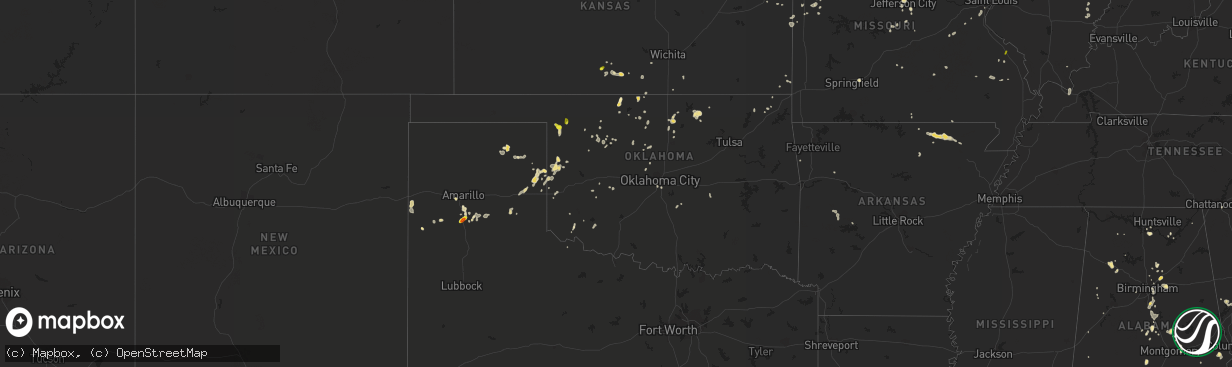 Hail map in Oklahoma on June 26, 2016