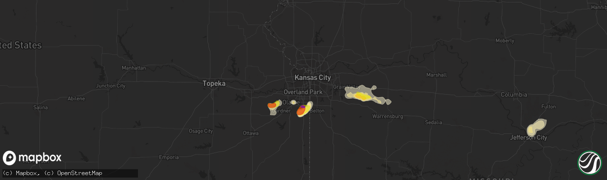 Hail map in Overland Park, KS on June 26, 2016