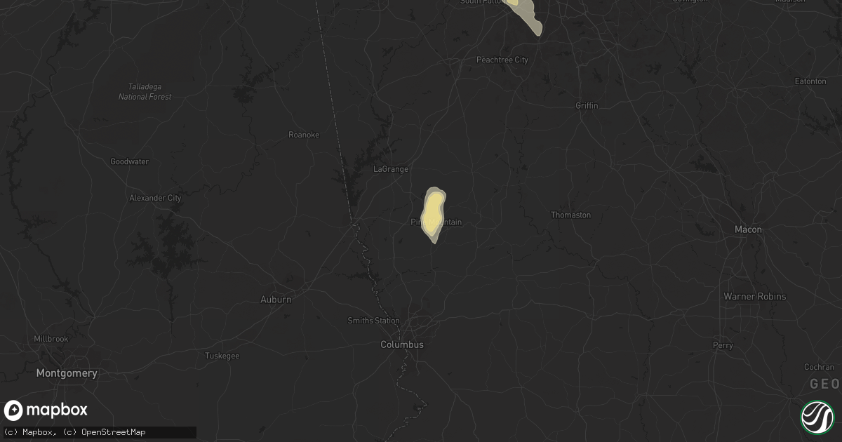 Hail map in Pine Mountain, GA on June 26, 2016