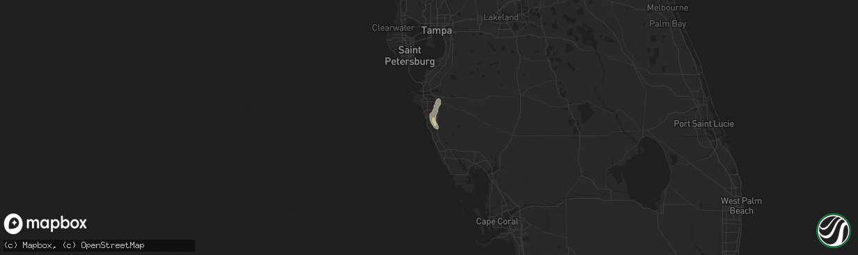 Hail map in Sarasota, FL on June 26, 2016