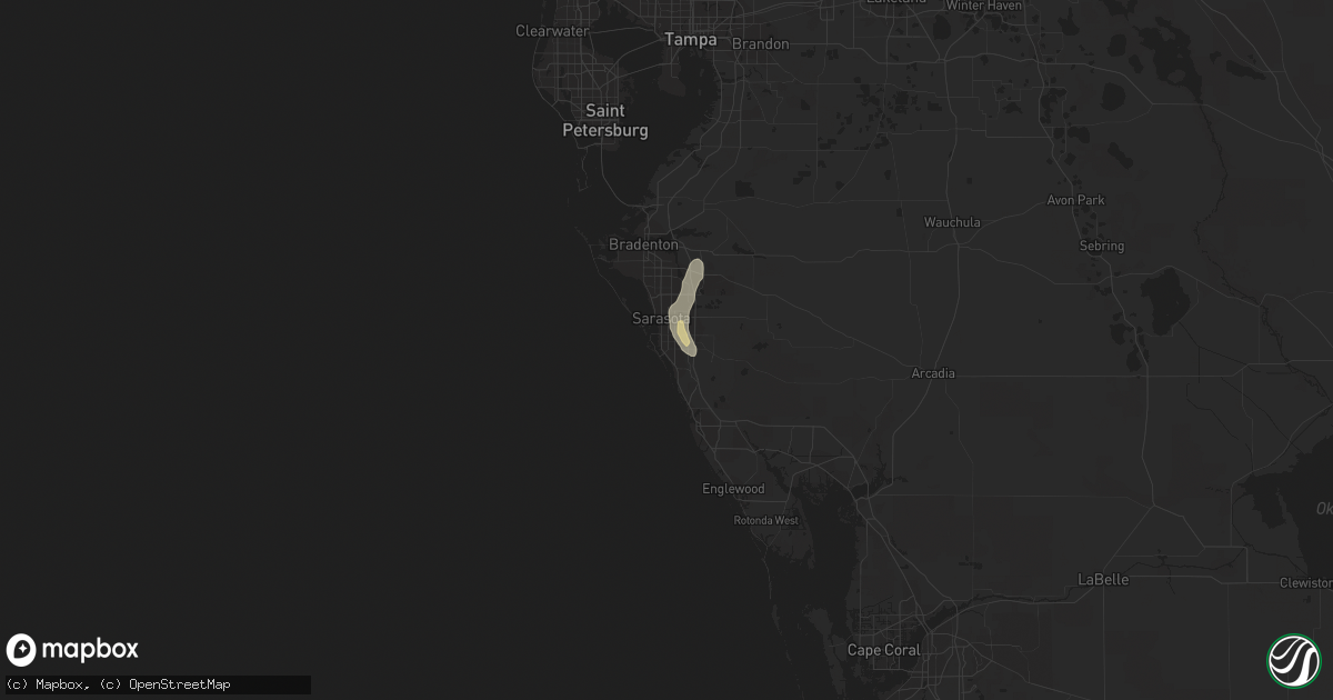 Hail map in Sarasota, FL on June 26, 2016