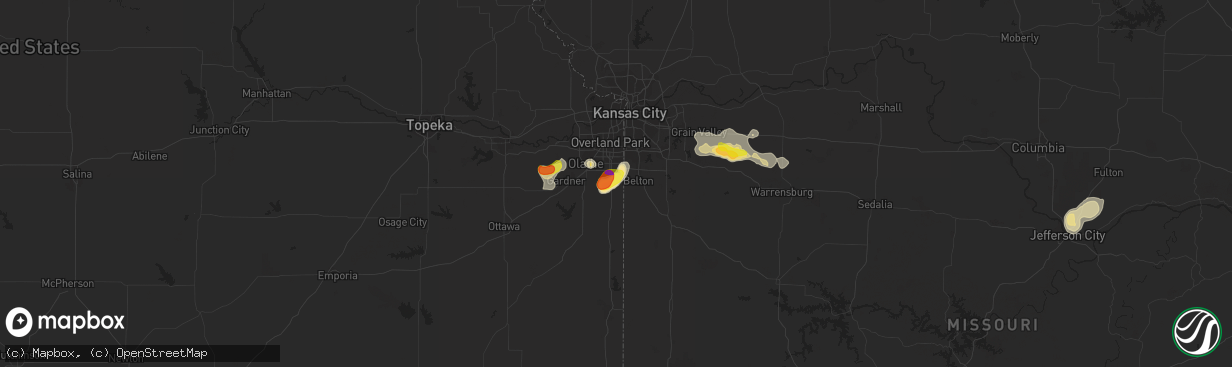 Hail map in Stilwell, KS on June 26, 2016