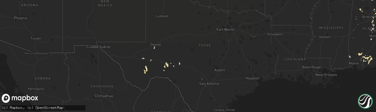 Hail map in Texas on June 26, 2016