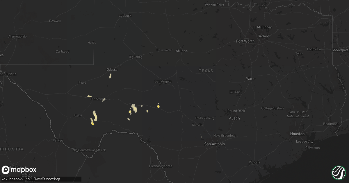 Hail map in Texas on June 26, 2016