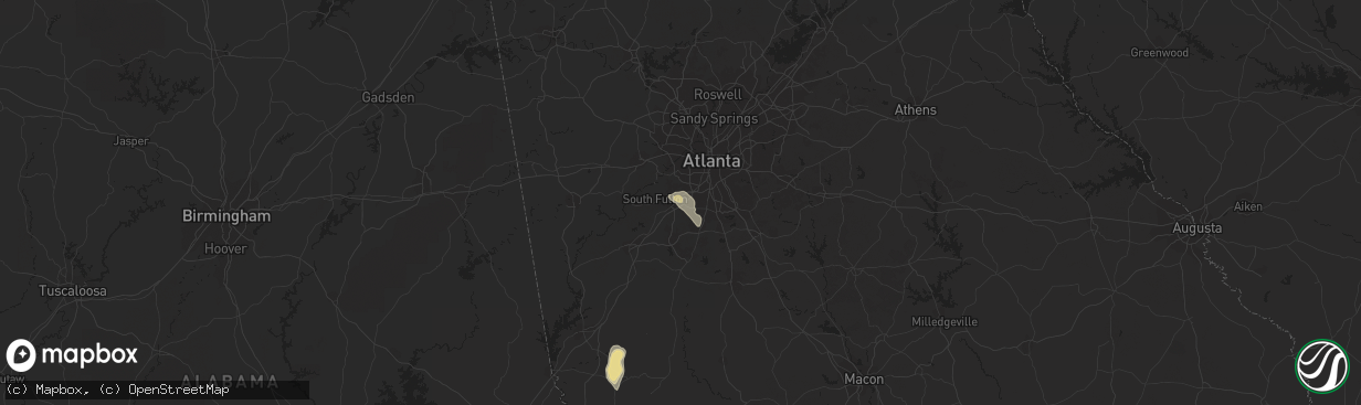 Hail map in Union City, GA on June 26, 2016