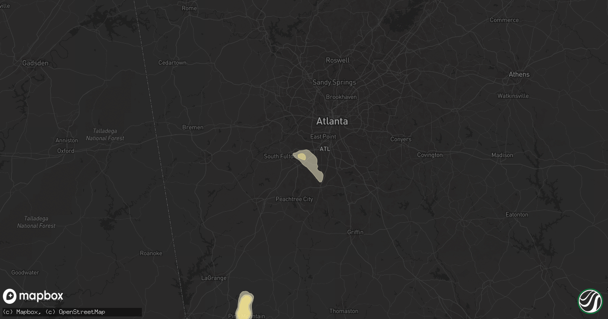 Hail map in Union City, GA on June 26, 2016