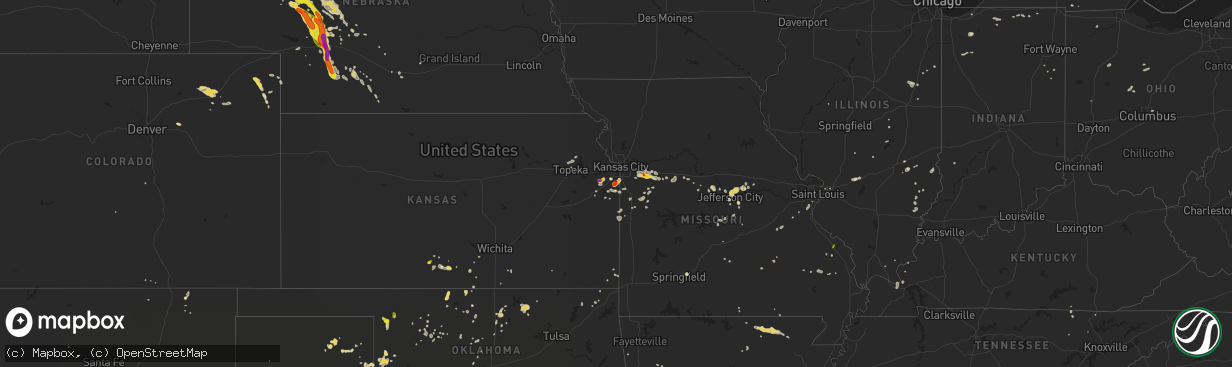 Hail map on June 26, 2016