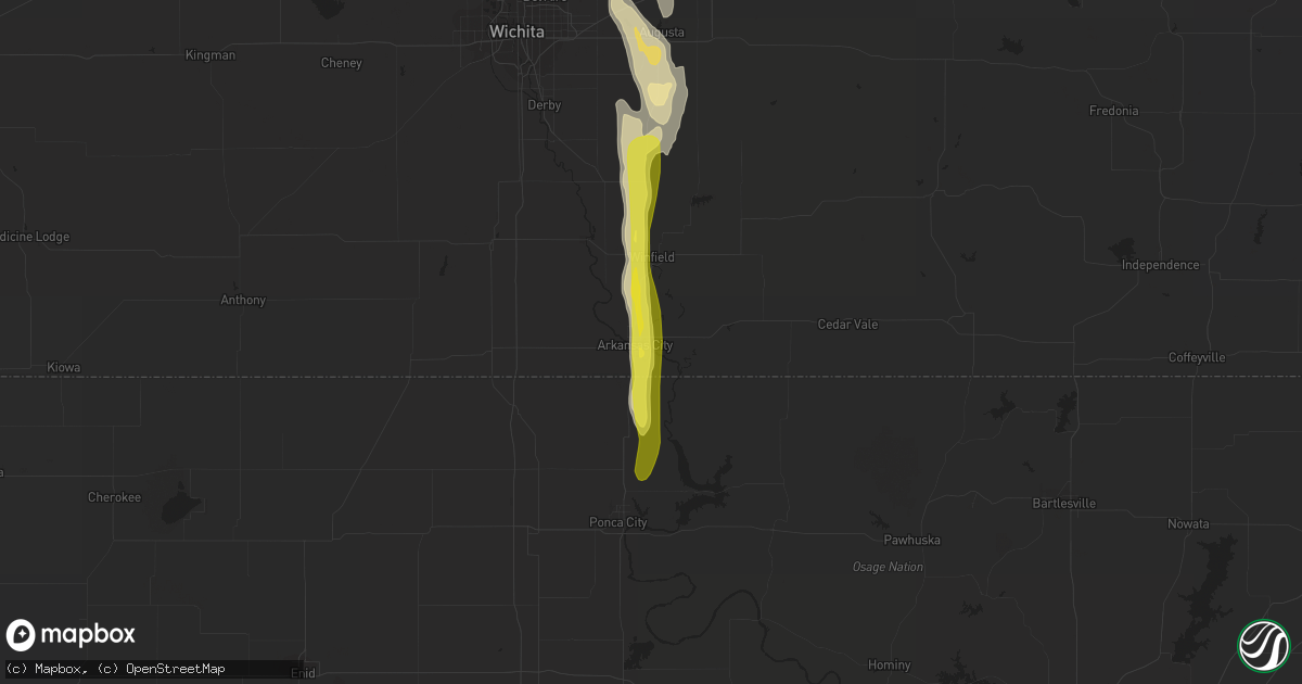 Hail map in Arkansas City, KS on June 26, 2017