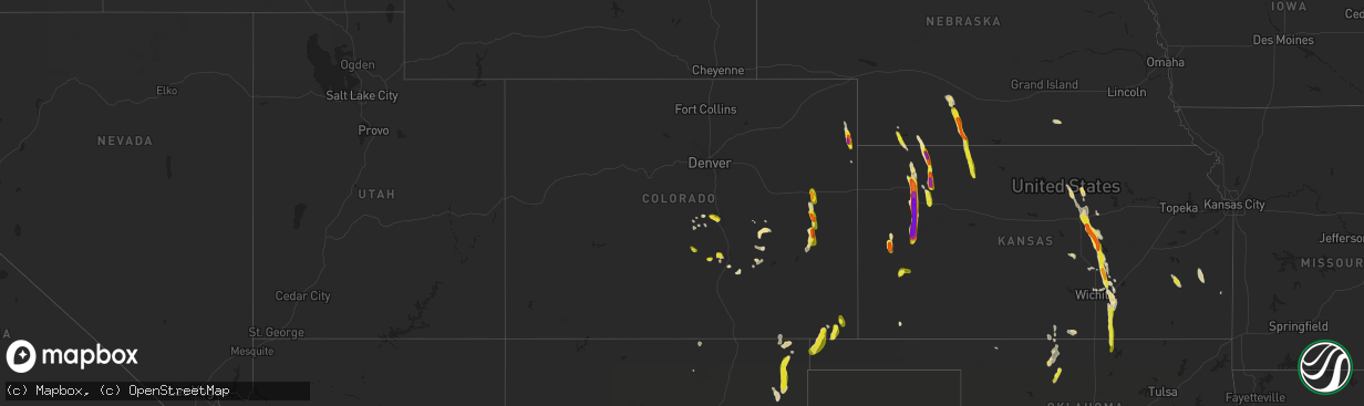 Hail map in Colorado on June 26, 2017