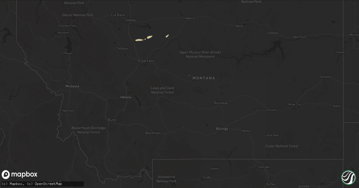 Hail map in Montana on June 26, 2017