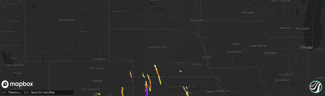 Hail map in Nebraska on June 26, 2017