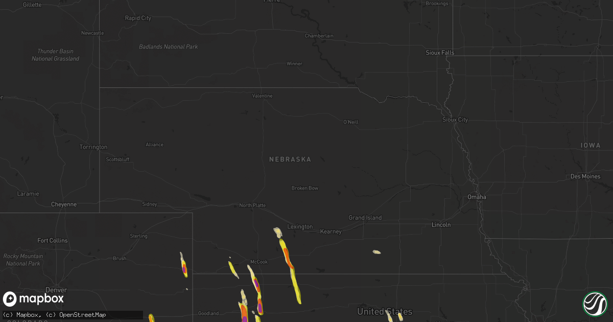 Hail map in Nebraska on June 26, 2017