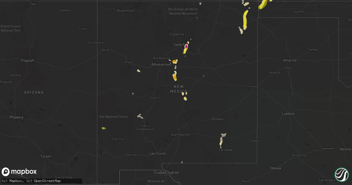 Hail map in New Mexico on June 26, 2017