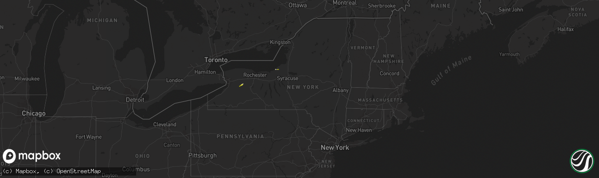 Hail map in New York on June 26, 2017