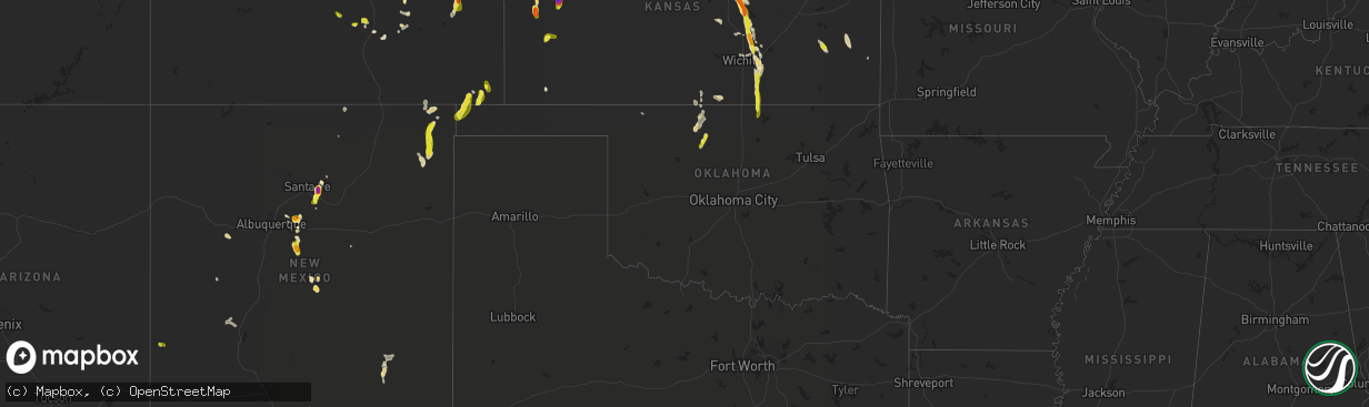 Hail map in Oklahoma on June 26, 2017