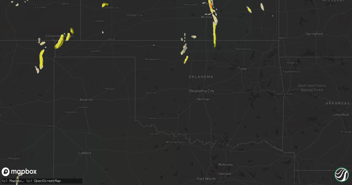 Hail map in Oklahoma on June 26, 2017
